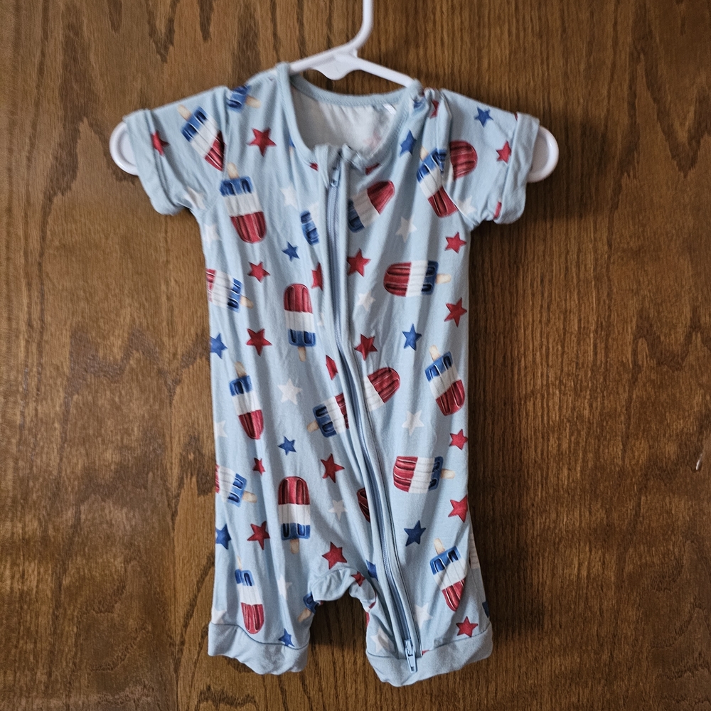 Patriotic Baby Romper with Stars and Popsicles